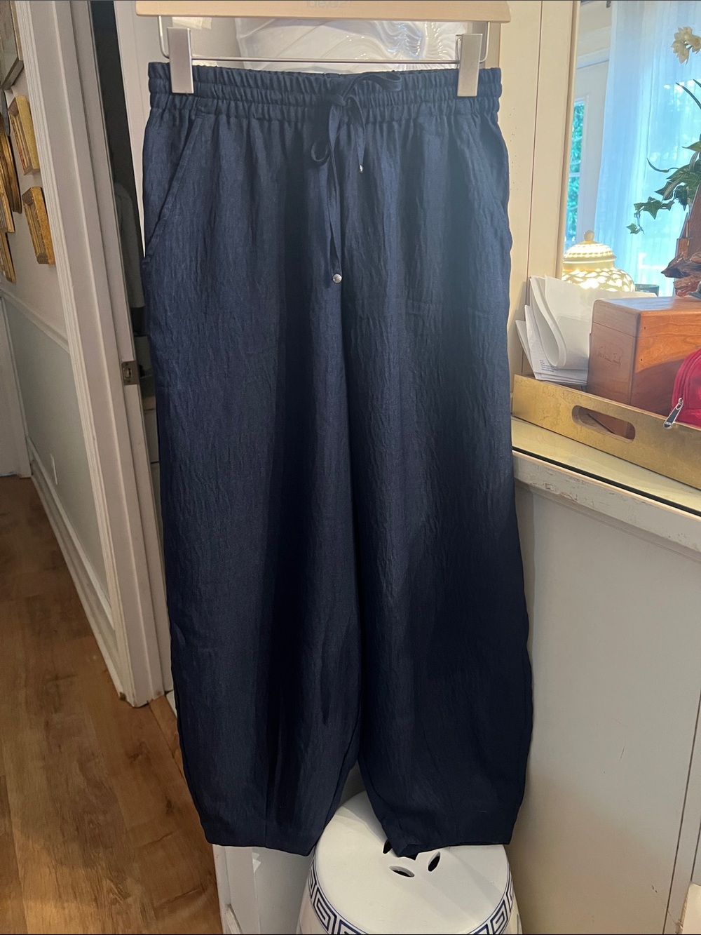 Max Studio Navy Blue Barrel Pants NWT